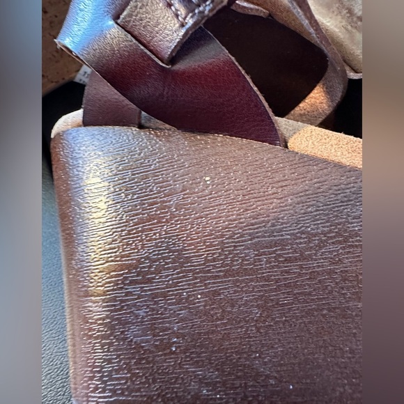 POP Women’s Memory Foam Open Toe Open Back Wedge Heel Sandal Brown Size 9 - Picture 6 of 11